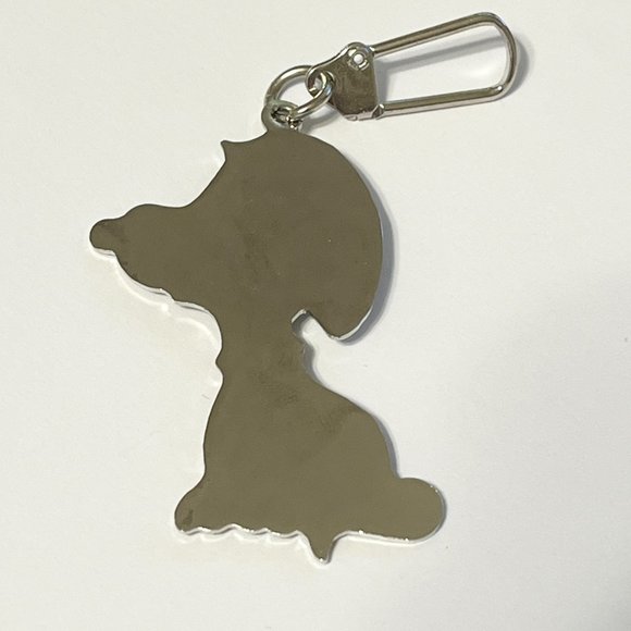 Vintage Snoopy Dog Keychain Keyring Zipper Pull Purse Charm Silver Tone Peanuts - Picture 4 of 8
